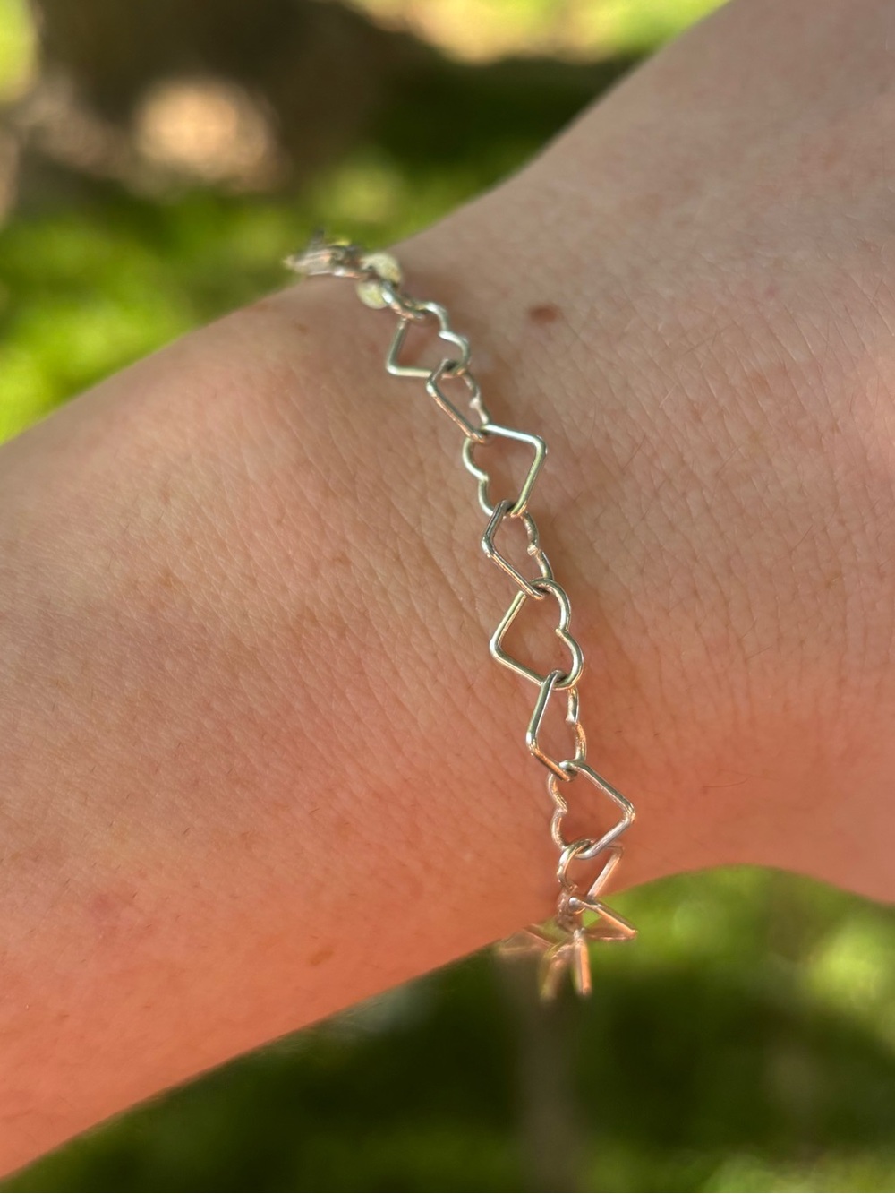 Sterling Silver Interlocking Heart Link Bracelet 7" Vintage 925 Italy Chain